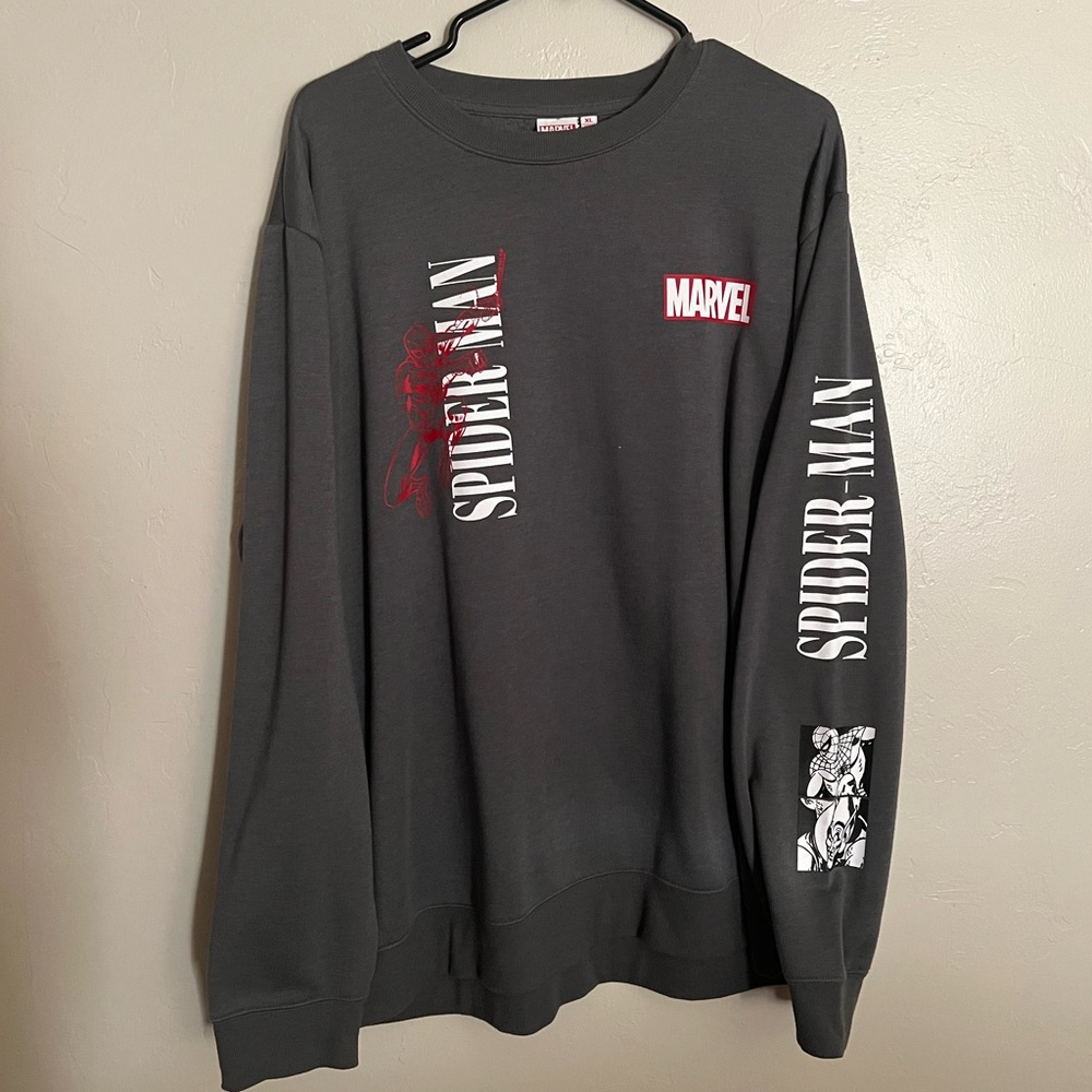 MARVEL, Spider-Man long sleeve sweater, Grey and Red, Large